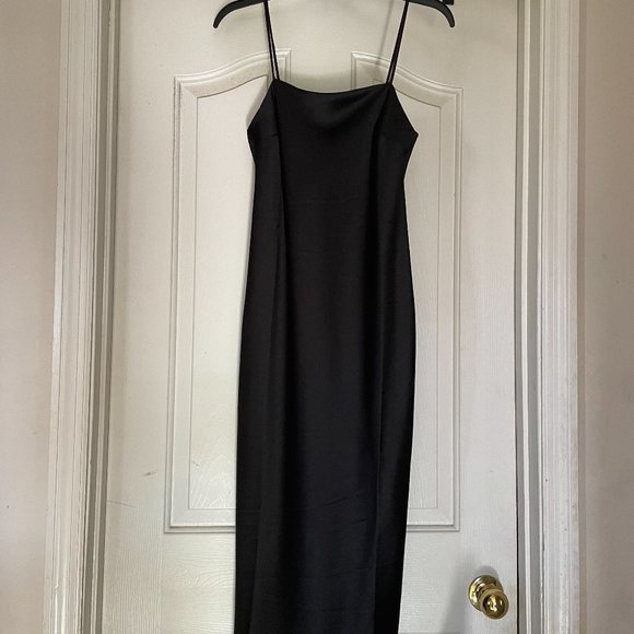 Satin Slit Midi Slip Dress Nasty Gal Black - Picture 5 of 6